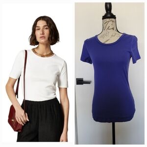 J. Crew Perfect Fit Blue Cotton Tee Short Sleeve T-Shirt Size‎ M LIKE NEW